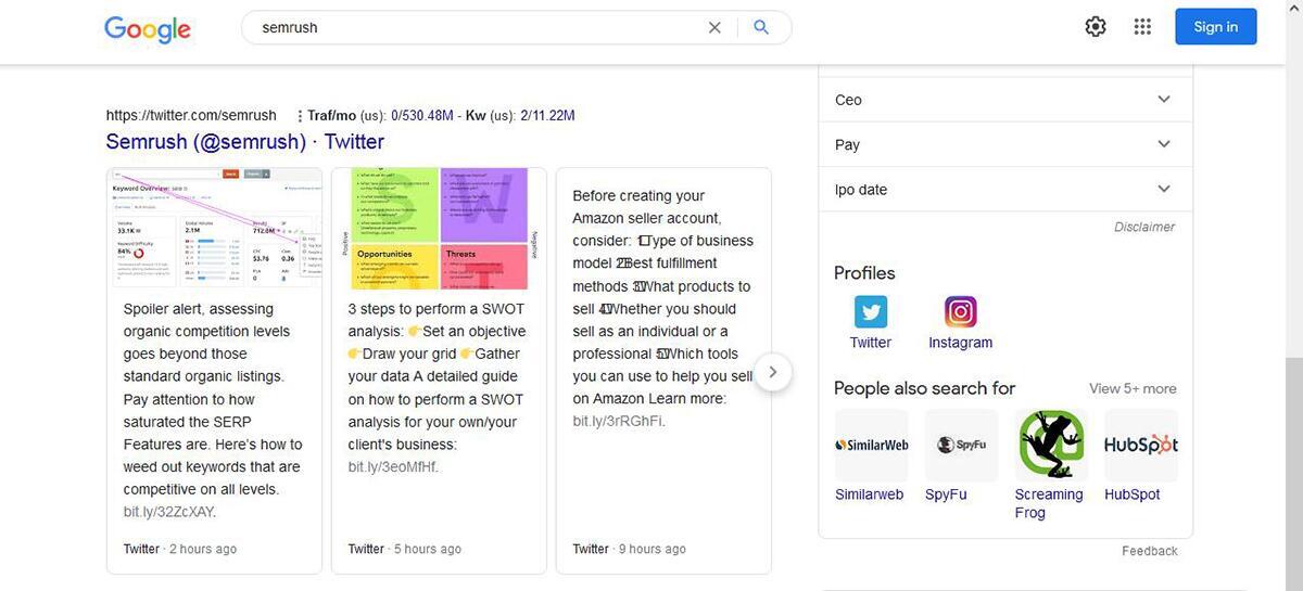 branded search results on Google