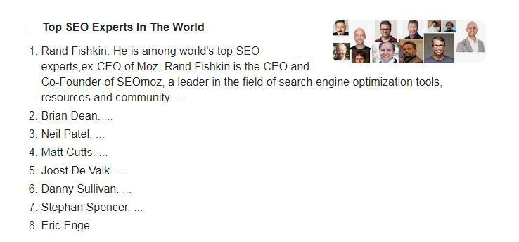 the top of SEO specialists