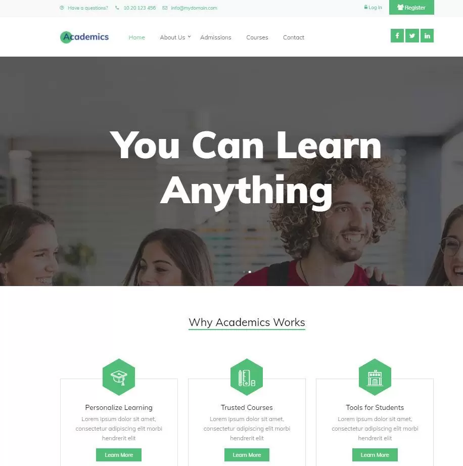 Optimized website home page